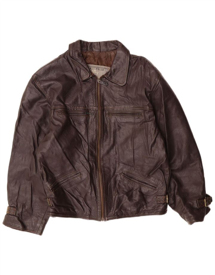 Мужская кожаная куртка VINTAGE UK 42 XL коричневая кожа