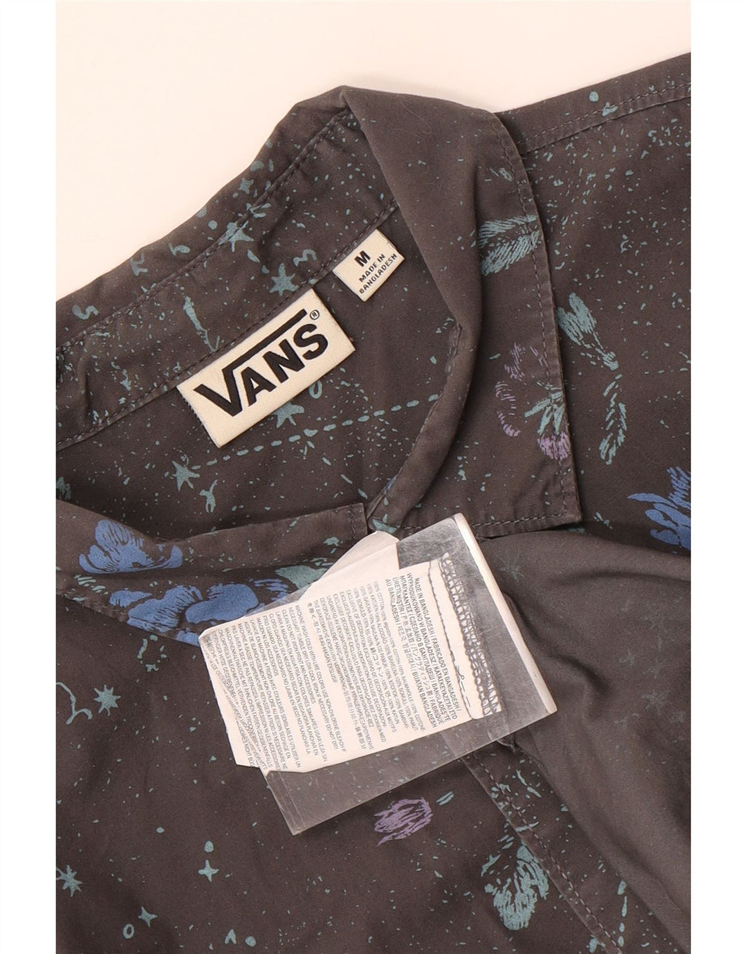 Мужская рубашка с коротким рукавом VANS, хлопок среднего серого цвета с цветочным принтом