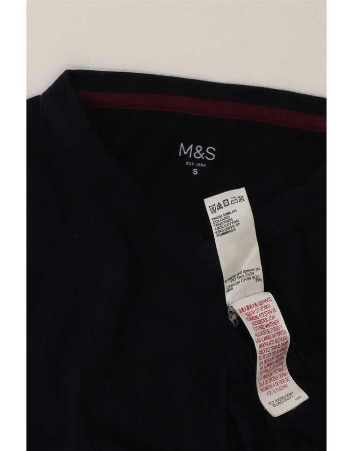 Мужской топ MARKS & SPENCER с длинным рукавом, маленький, темно-синий, хлопковый