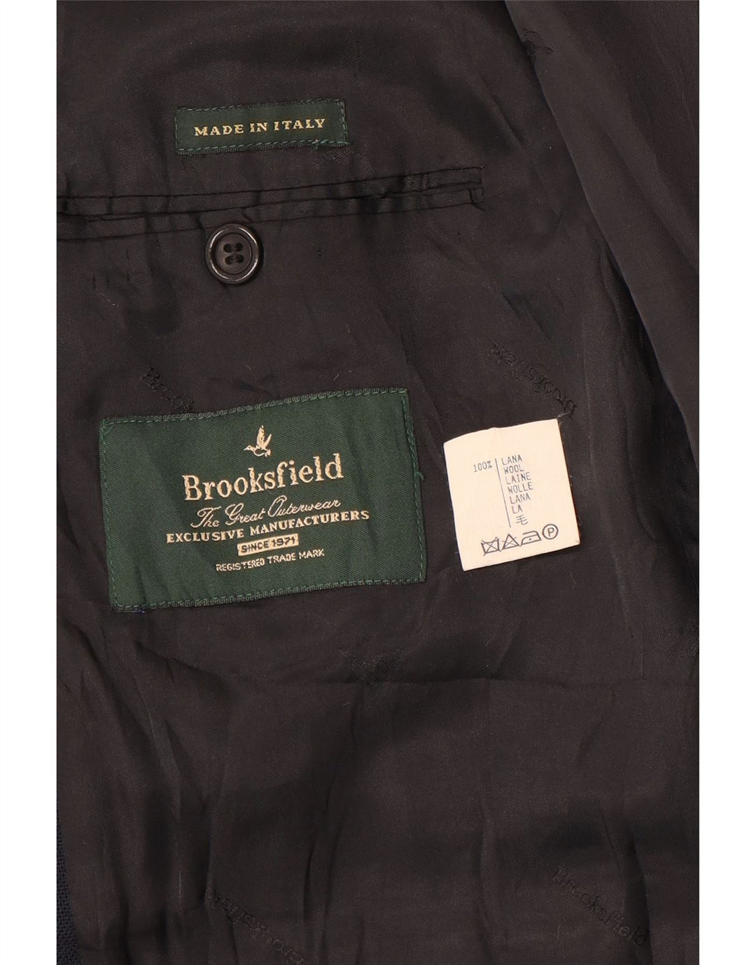 Мужской пиджак Brooksfield на 3 пуговицах UK 40, большой темно-синий, шерстяной