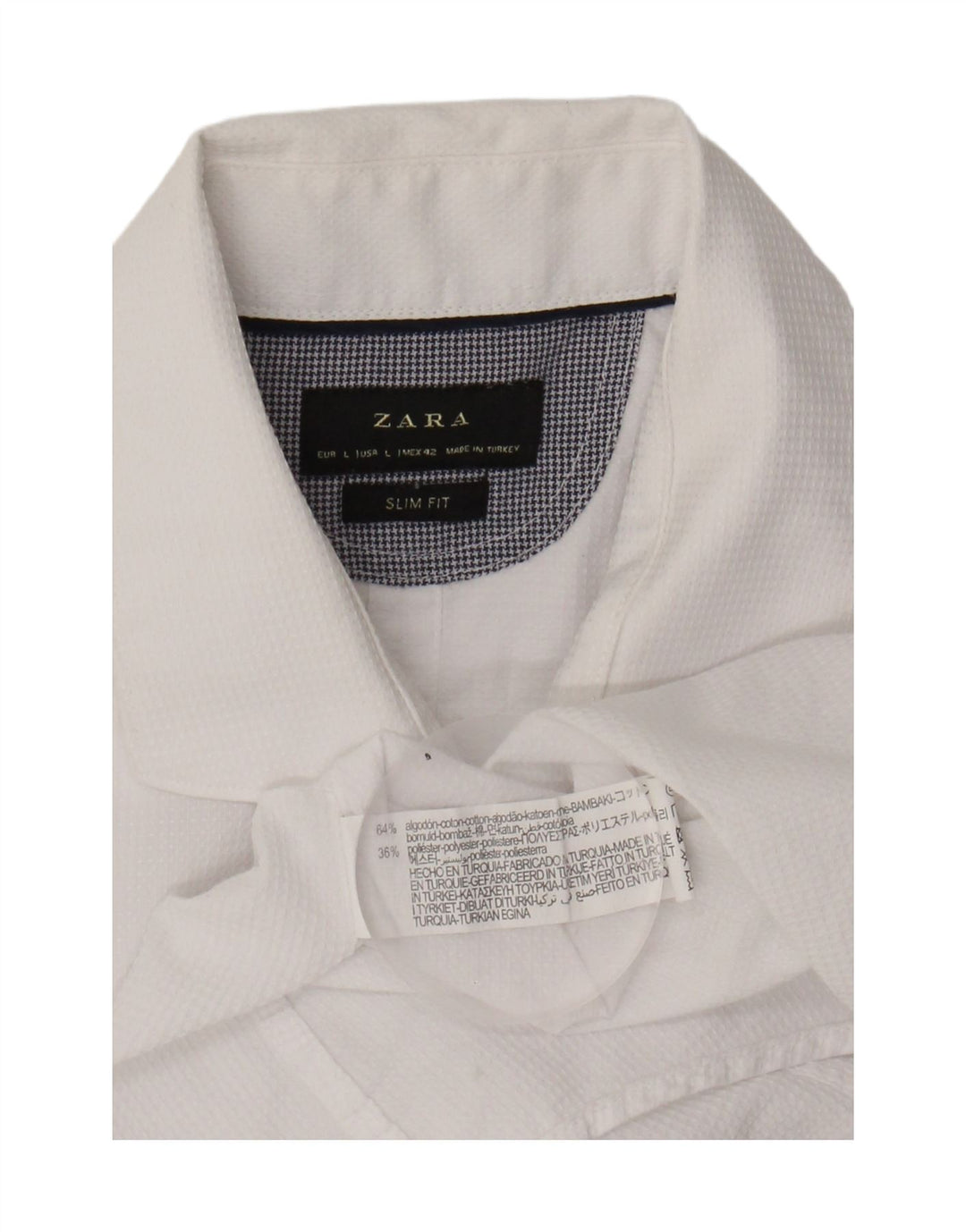 ZARA Mens Slim Fit Shirt Large White Cotton Vintage Zara and Second-Hand Zara from Messina Hembry 