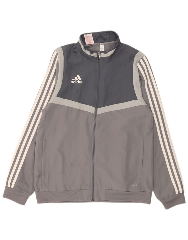 Спортивный костюм Adidas Climalite для мальчиков, верхняя куртка 13–14 лет, серая с цветными блоками