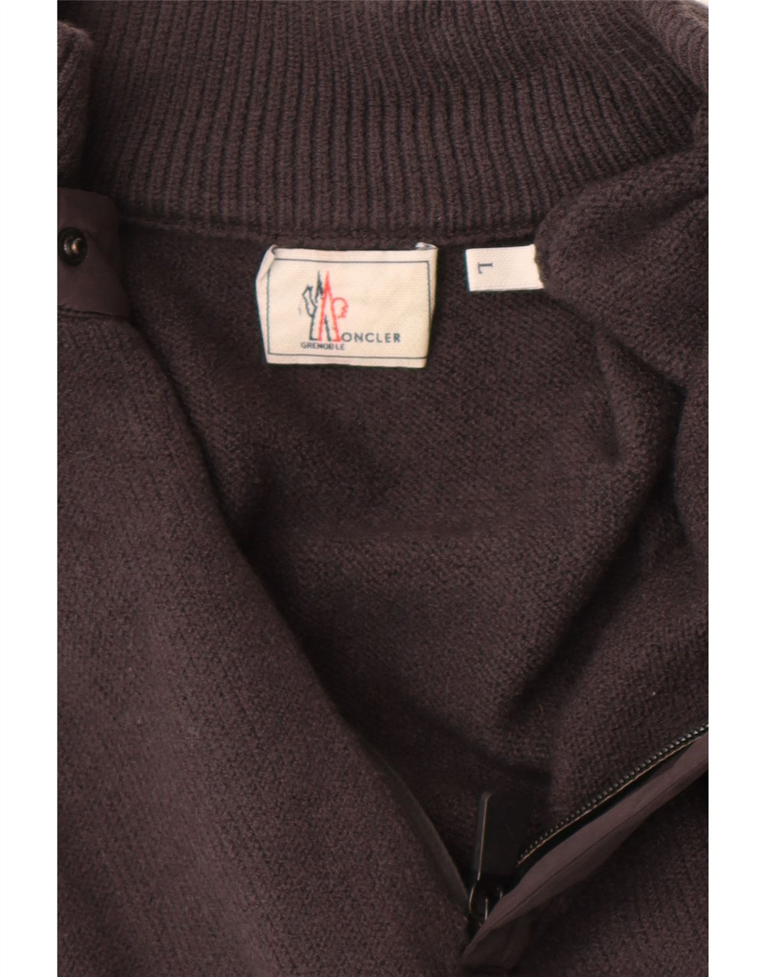 Moncler Мужской джемпер с воротником на молнии, большой серый шерстяной свитер