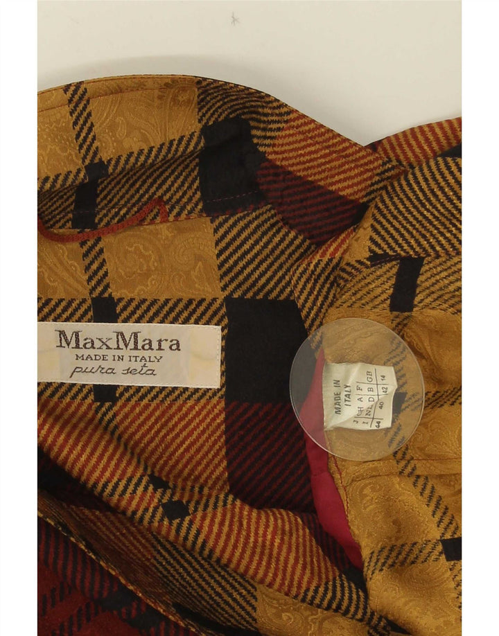 Женский двубортный пиджак Max Mara UK 14, большая бордовая клетка