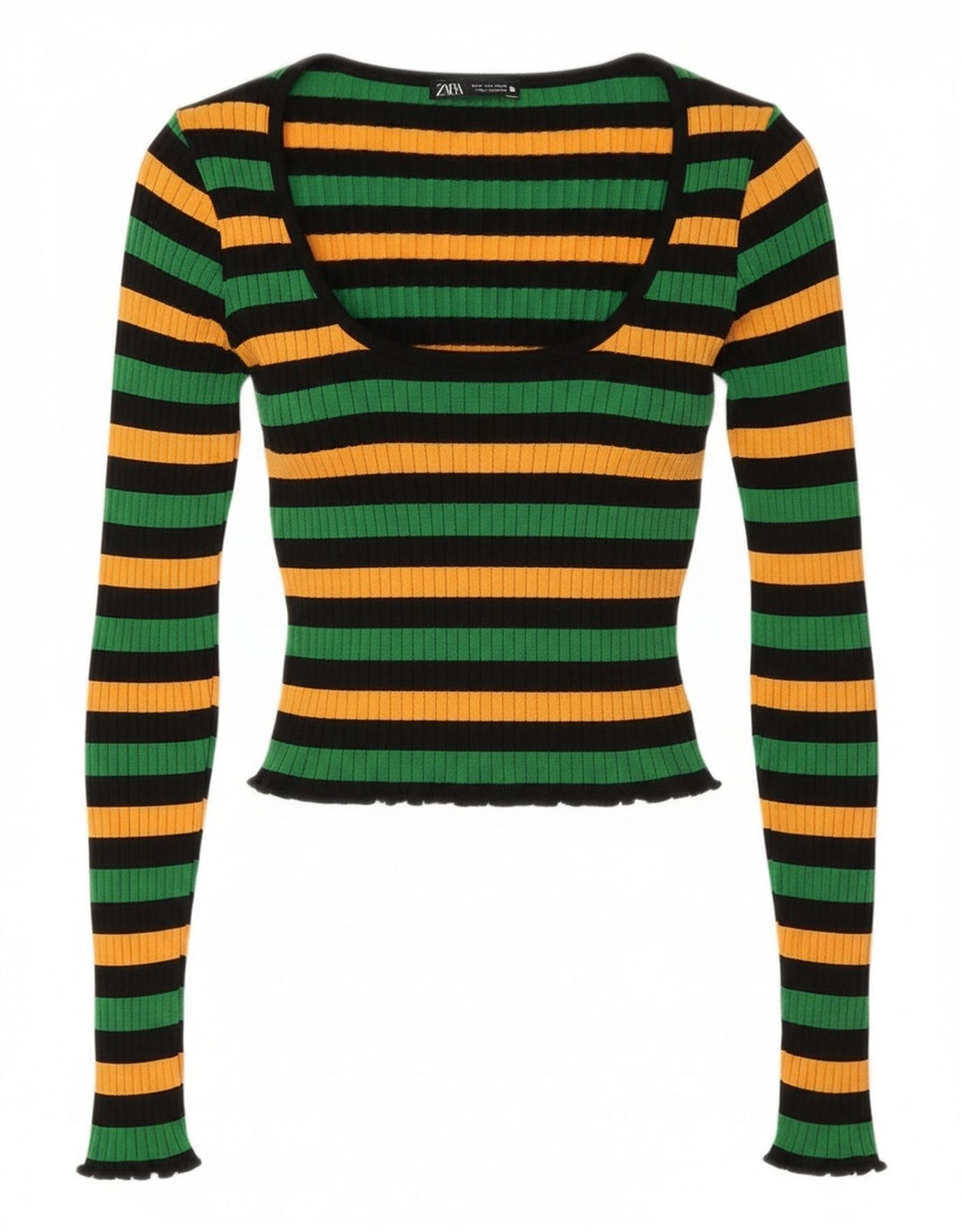 Женский укороченный топ Zara UK 12, средний, разноцветный в полоску