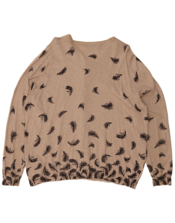 Женский кардиган Marks & Spencer UK 22 3XL Бежевый вискоза с цветочным принтом
