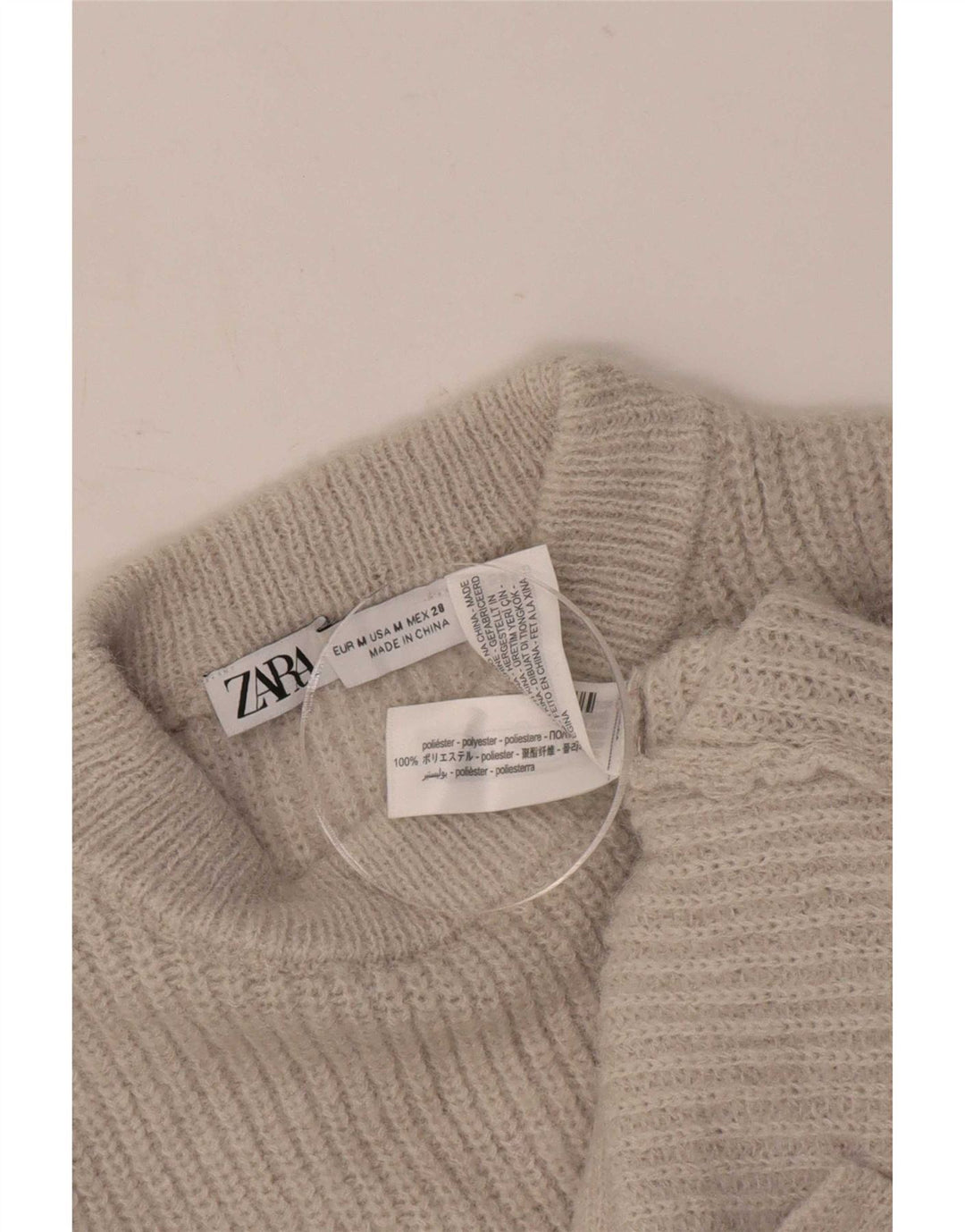 Женский укороченный джемпер с высоким воротником Zara UK 12, средний бежевый полиэстер