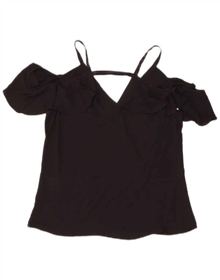 Женский топ с открытыми плечами BCBGMAXAZRIA UK 2 2XS, черный полиэстер