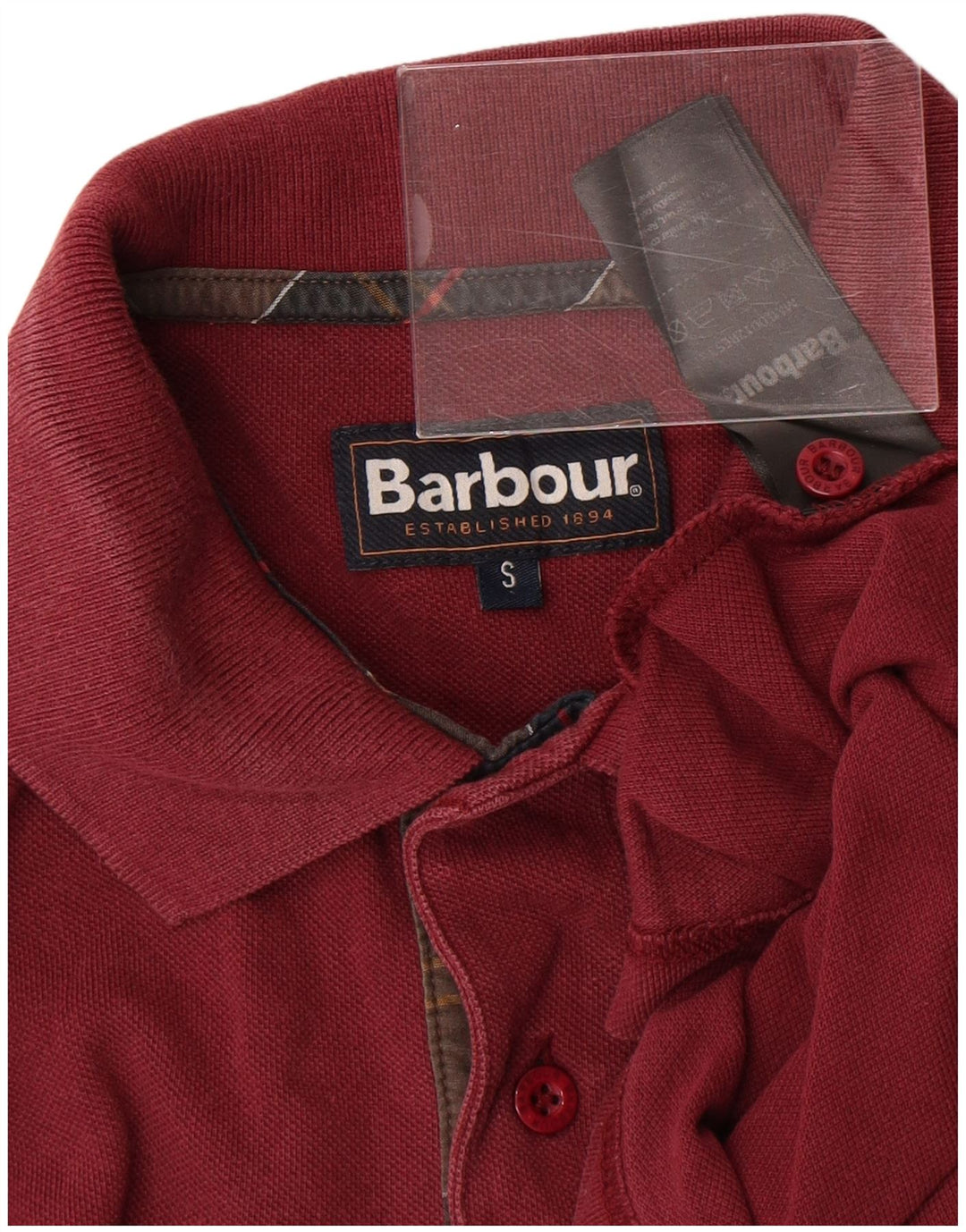 Мужская рубашка-поло Barbour, маленькая бордовая, хлопок