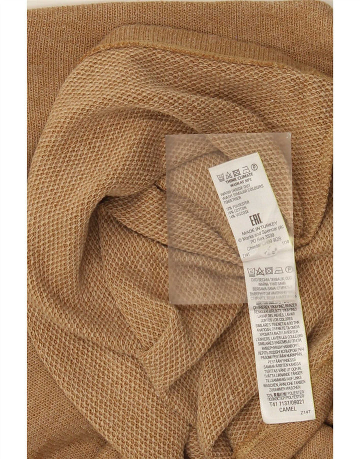 Женский топ с длинным рукавом Marks & Spencer UK 12, средний бежевый, полиэстер