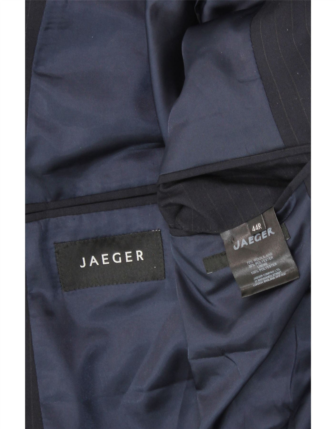 Мужской пиджак JAEGER с 2 пуговицами, Великобритания 44, 2XL, темно-синий, шерстяной в тонкую полоску