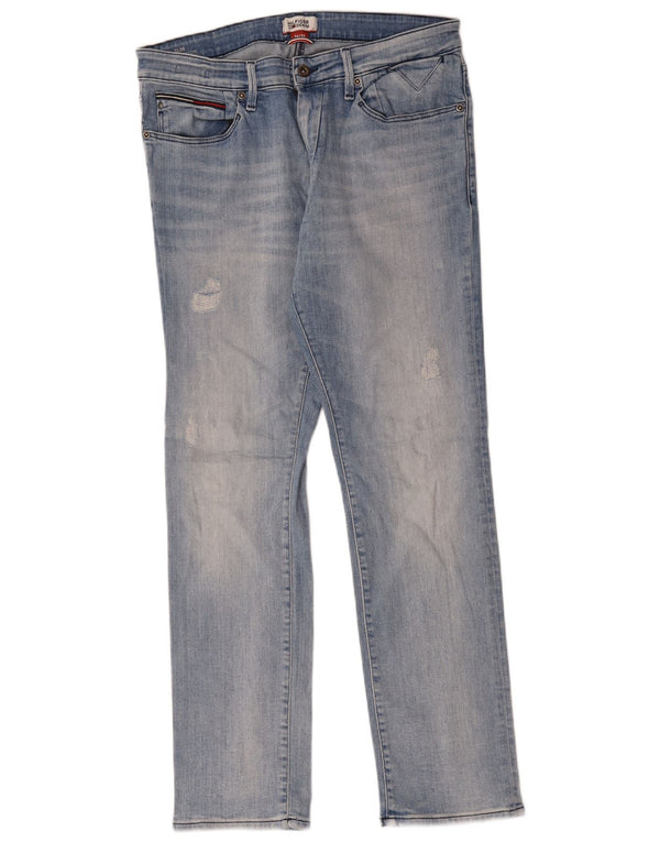 Мужские потертые узкие джинсы Tommy Hilfiger Scanton W34 L32, синий хлопок