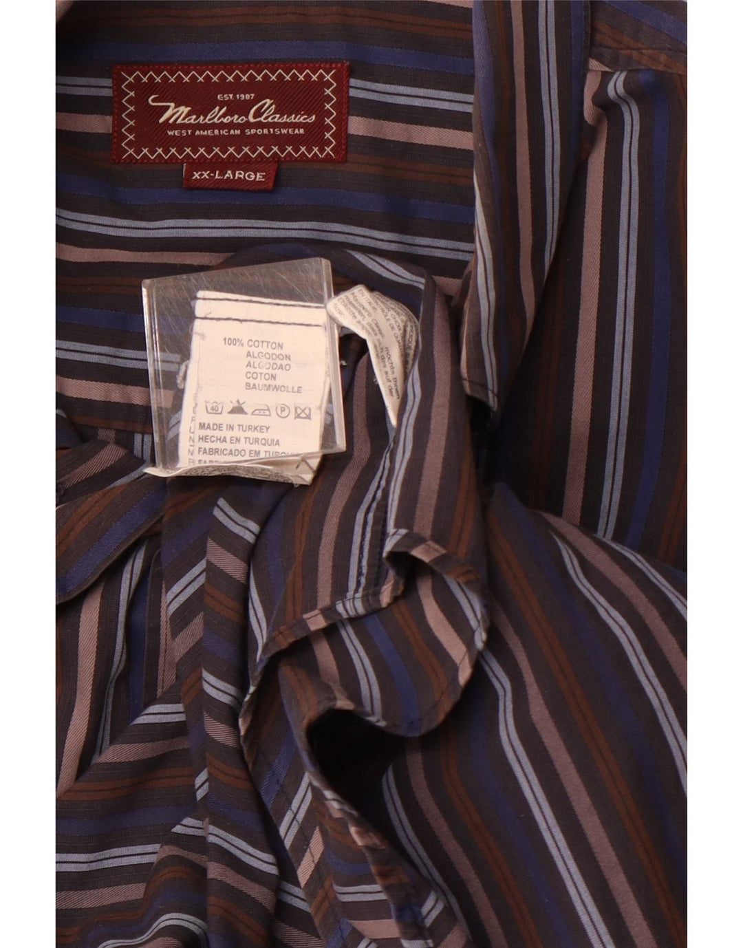 Мужская рубашка MARLBORO CLASSICS 2XL, хлопок в разноцветную полоску