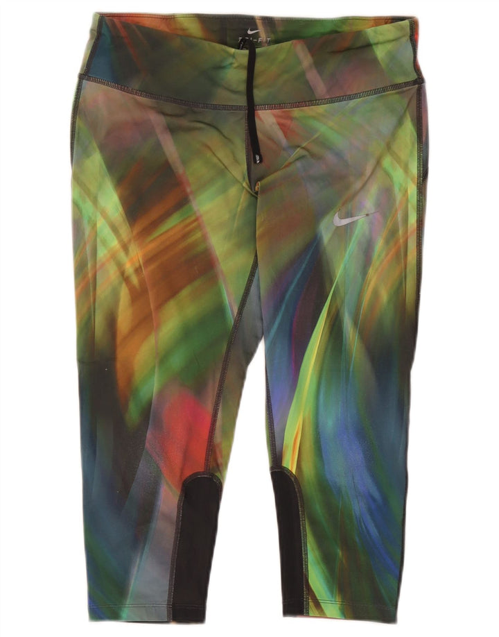 Женские леггинсы-капри Nike Dri Fit UK 14, средний разноцветный тай-дай