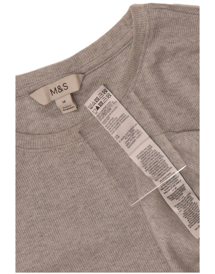 Женский топ с длинным рукавом Marks & Spencer, Великобритания 14, средний серый хлопок