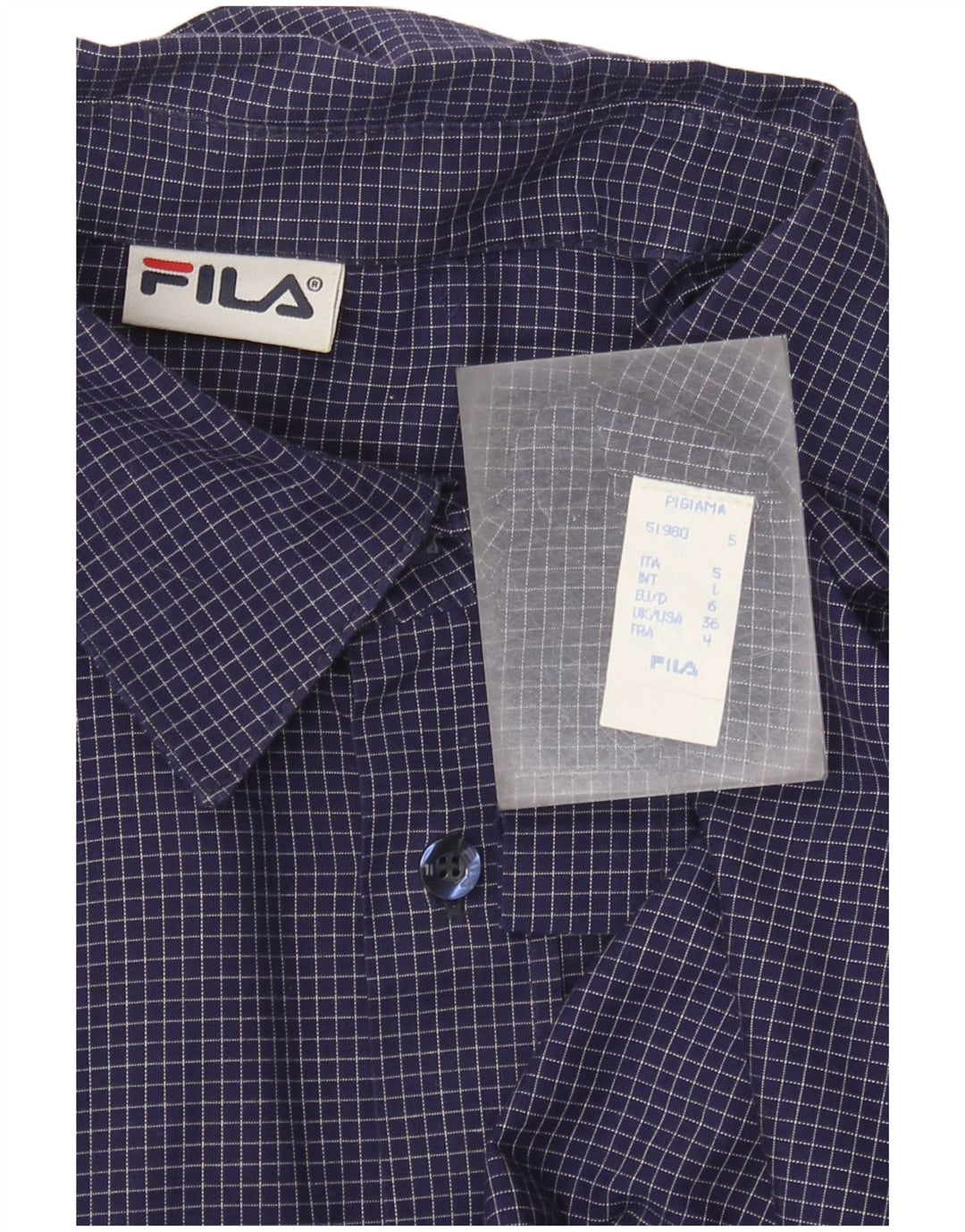 Мужская рубашка Fila, большая темно-синяя хлопковая клетка в мелкую клетку