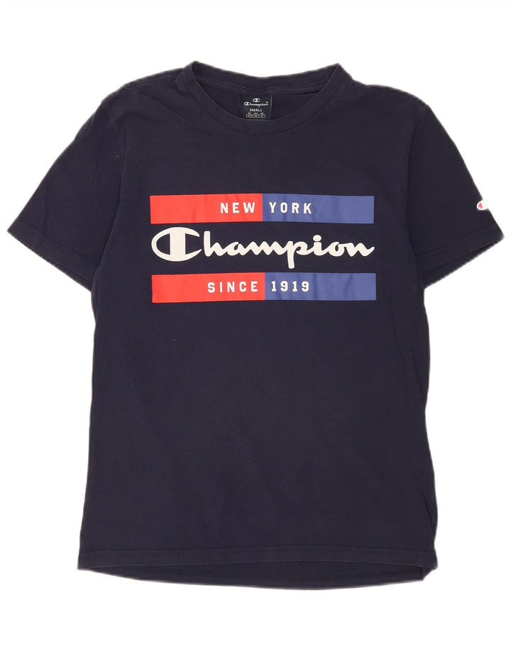 Мужская футболка с рисунком Champion, маленькая, темно-синяя, хлопковая