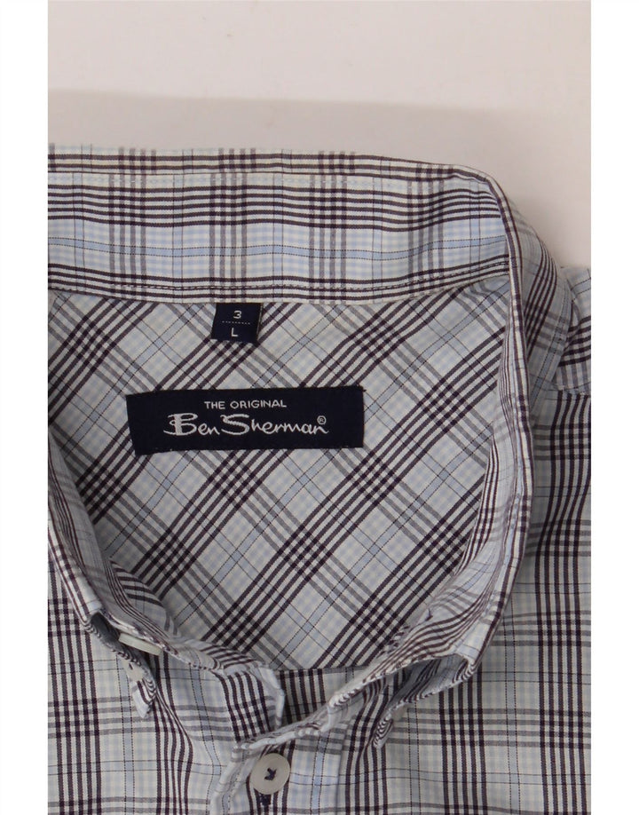 Мужская рубашка с коротким рукавом BEN SHERMAN, большая синяя клетка
