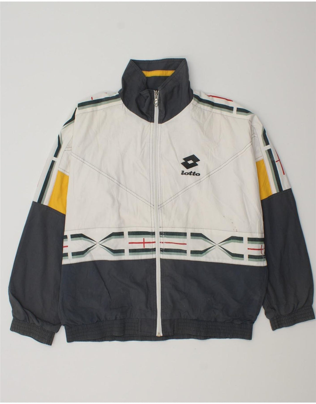 LOTTO Мужской спортивный костюм свободного покроя с графическим рисунком, верхняя куртка, маленький белый, с цветными блоками