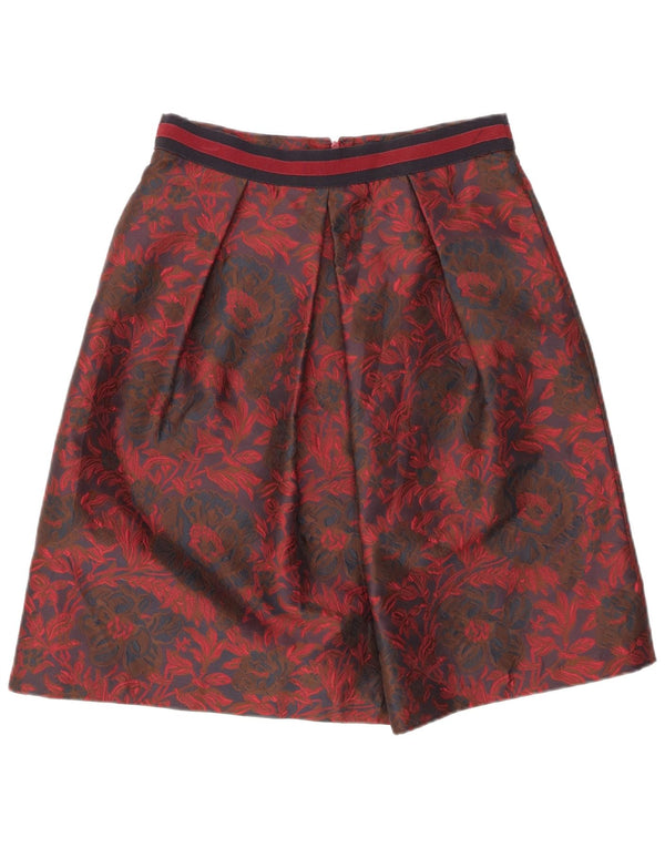 LUISA SPAGNOLI Женская юбка-трапеция IT 44 Medium W28 Красный полиэстер с цветочным принтом