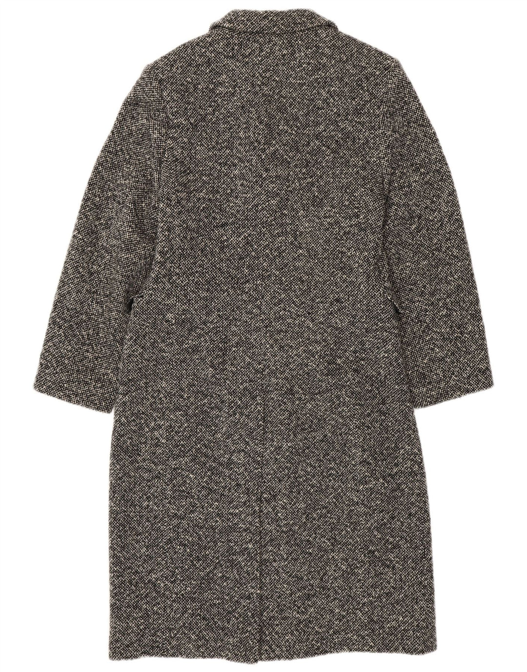 MICHELE BOYARD Женское пальто UK 12 Среднее черное шерстяное в крапинку