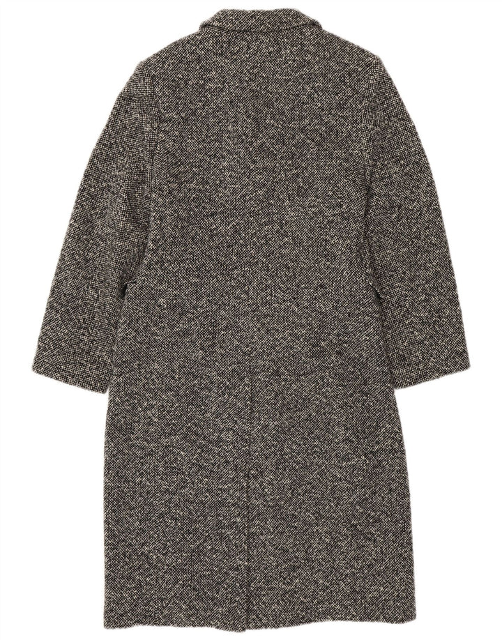 MICHELE BOYARD Женское пальто UK 12 Среднее черное шерстяное в крапинку