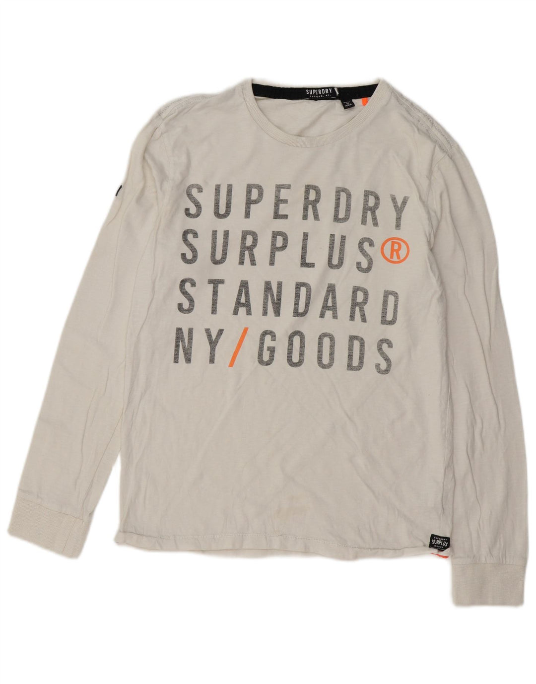 SUPERDRY Мужской топ с рисунком, длинный рукав, большой белый хлопок