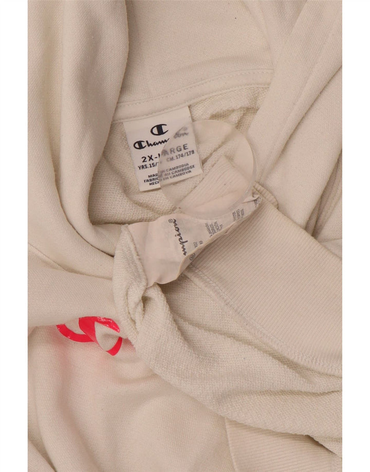 Джемпер с капюшоном CHAMPION для девочек 15–16 лет, цвет 2XL, белый хлопок, белый цвет