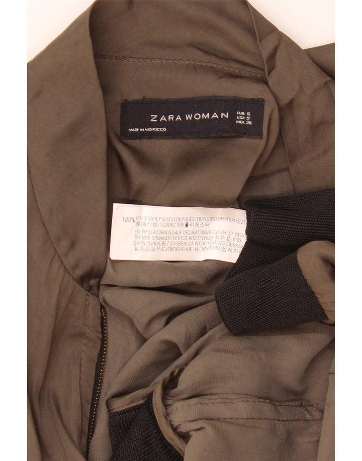 Женский бомбер оверсайз Zara UK 10, маленький цвет хаки, полиэстер с цветными блоками