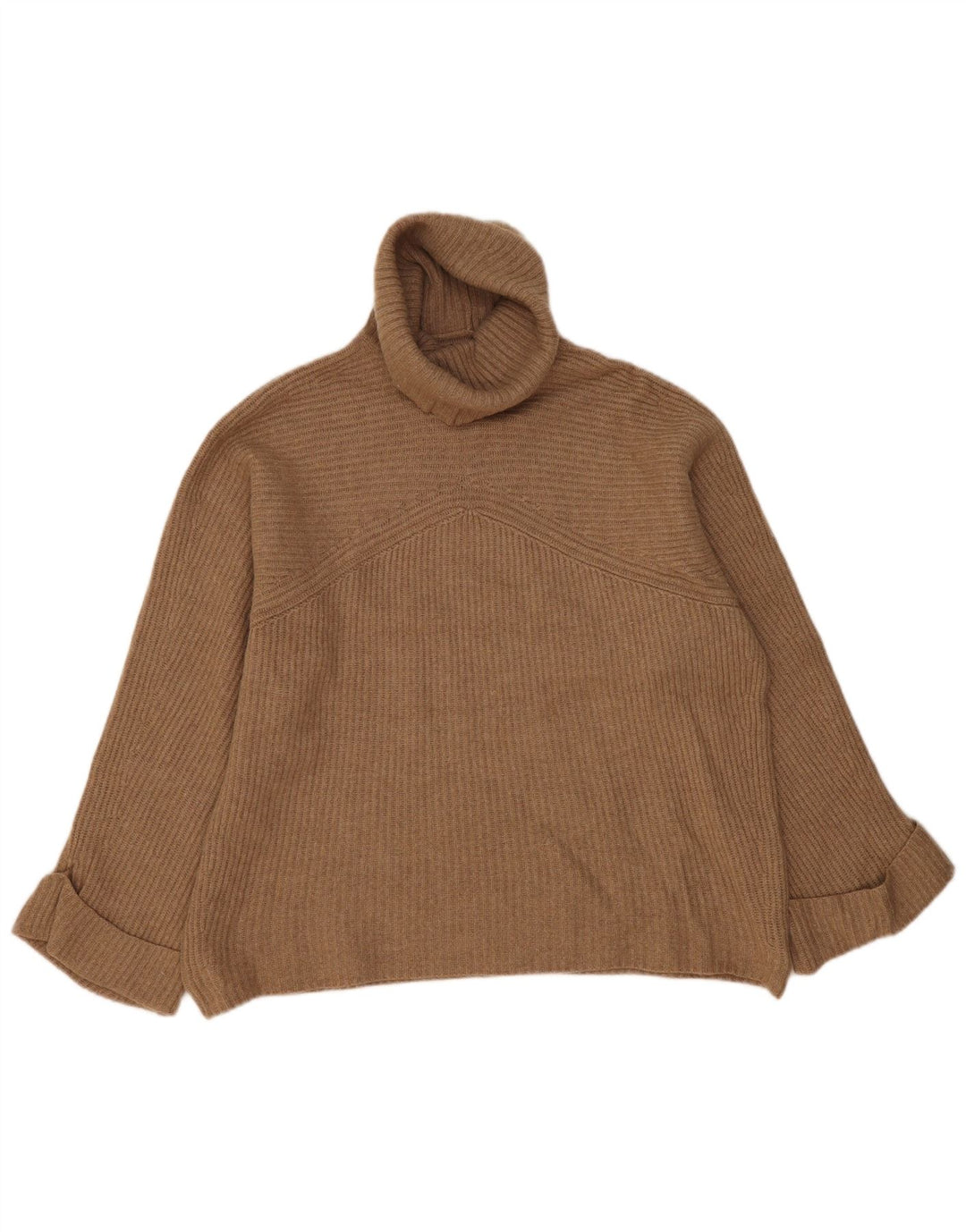 Женский свободный джемпер с высоким воротником Massimo Dutti UK 14, средний коричневый цвет