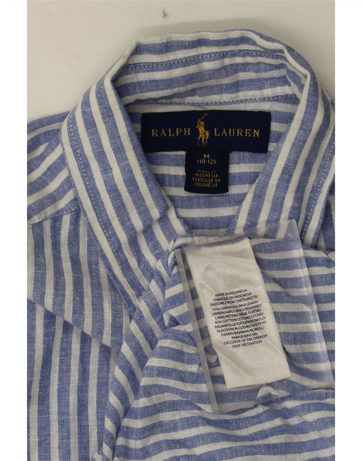 Рубашка Ralph Lauren для мальчиков 10–11 лет, льняная ткань среднего размера в синюю полоску