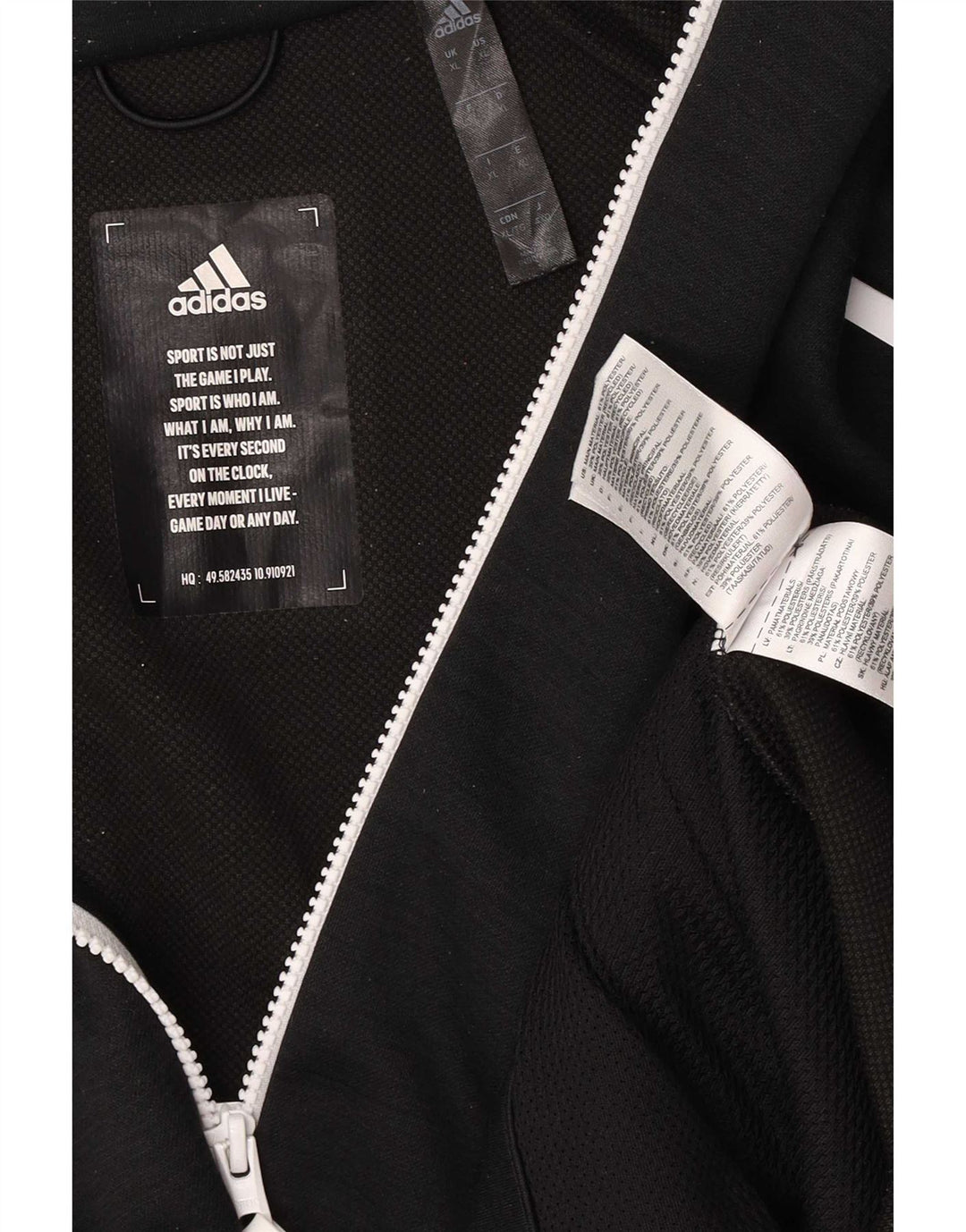 Мужской свитер с капюшоном Adidas на молнии с графическим рисунком XL, черный полиэстер