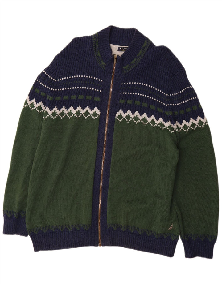 Мужской кардиган Nautica 2XL, хаки, хлопок Fair Isle