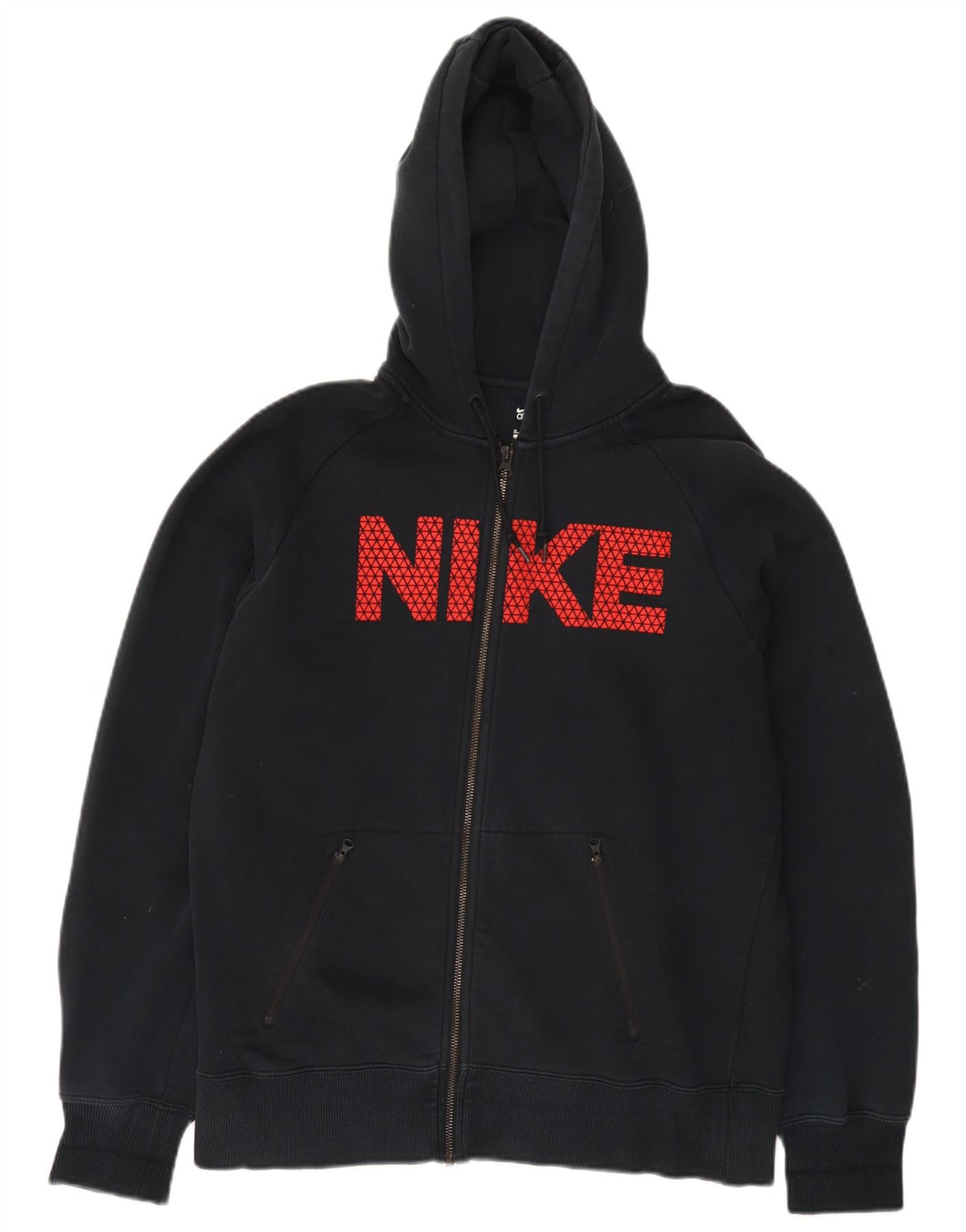 Мужской свитер с капюшоном и молнией с графическим рисунком Nike, средний черный, хлопковый