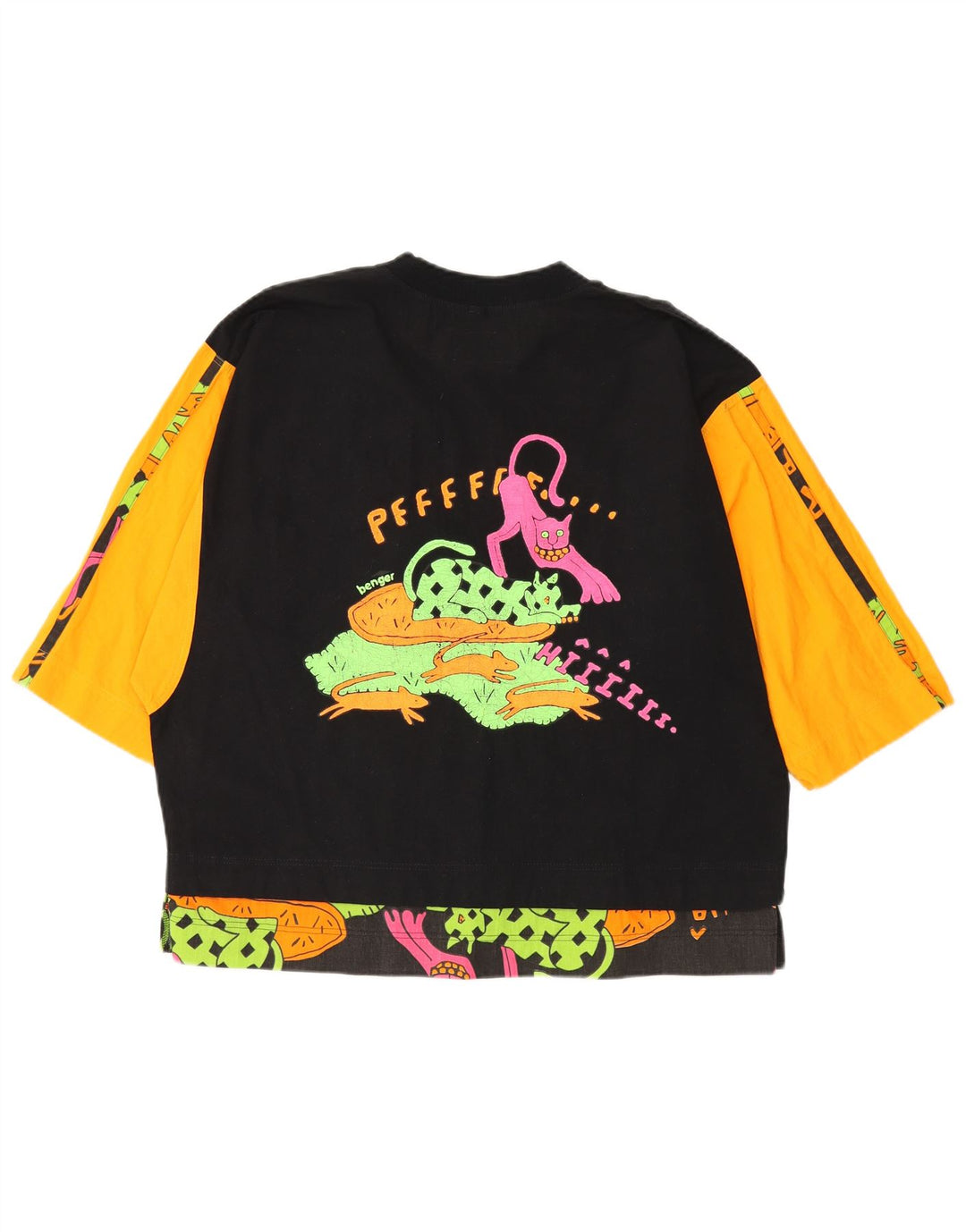 BENGER Женский топ с рисунком, рукавом 3/4, EU 38, средний, черный, с цветными блоками