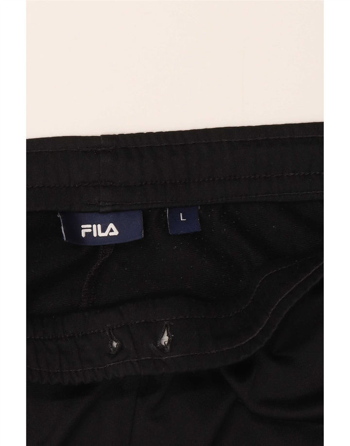 Мужские спортивные брюки Fila, большие черные полиэстер с цветными блоками