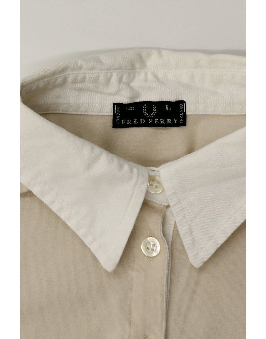 FRED PERRY Женский пуловер с рукавом 3/4, Великобритания, 14, большой, бежевый, цветной блок