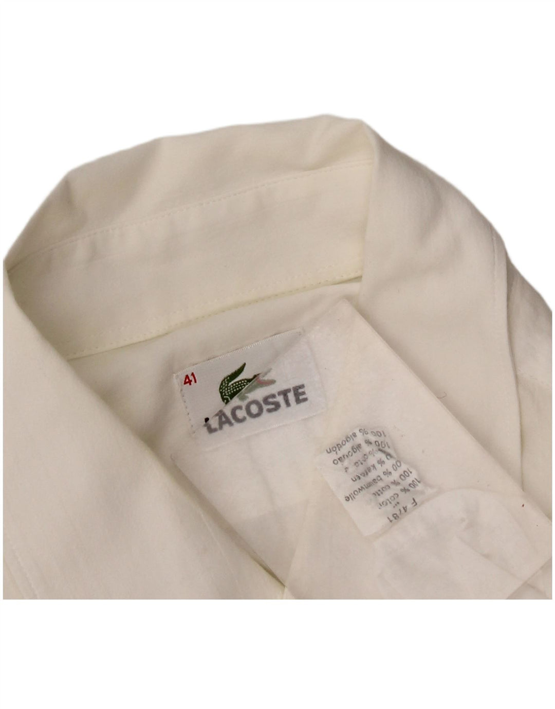 Мужская рубашка с коротким рукавом Lacoste, размер 41, большая белая хлопковая ткань