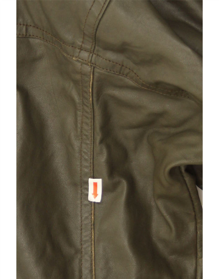 Винтажная мужская кожаная куртка IT 50, большая кожа цвета хаки