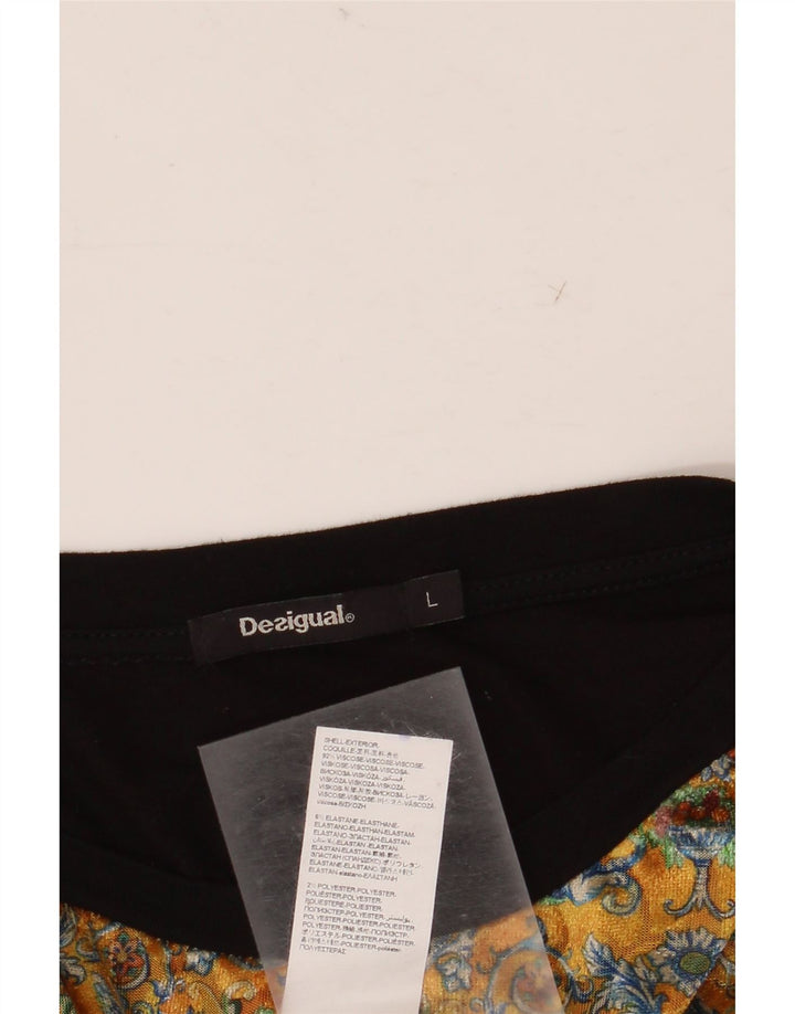 Женское платье прямого кроя Desigual с графическим рисунком UK 14, большое черное вискоза с цветочным принтом