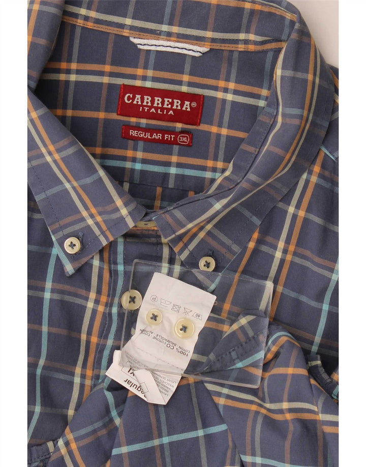 Carrera Мужская рубашка стандартного кроя с коротким рукавом 3XL, синяя клетка, хлопок