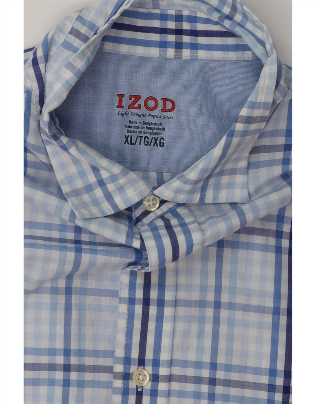 IZOD Mens Shirt XL Blue Check Cotton Vintage Izod and Second-Hand Izod from Messina Hembry 