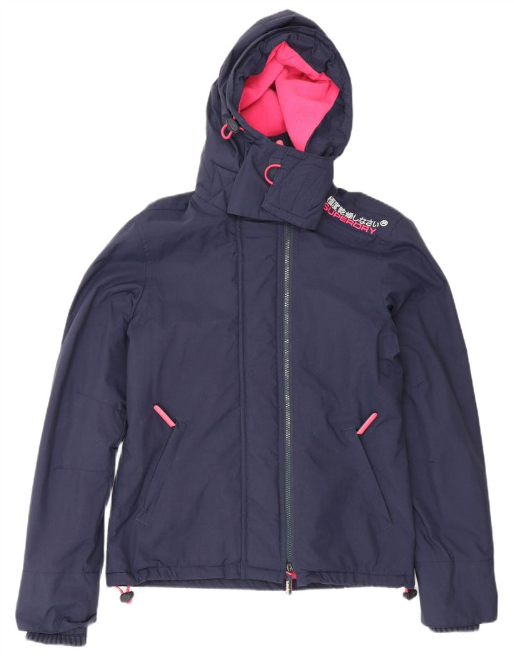 Женская ветровка с капюшоном Superdry UK 10, маленькая темно-синяя
