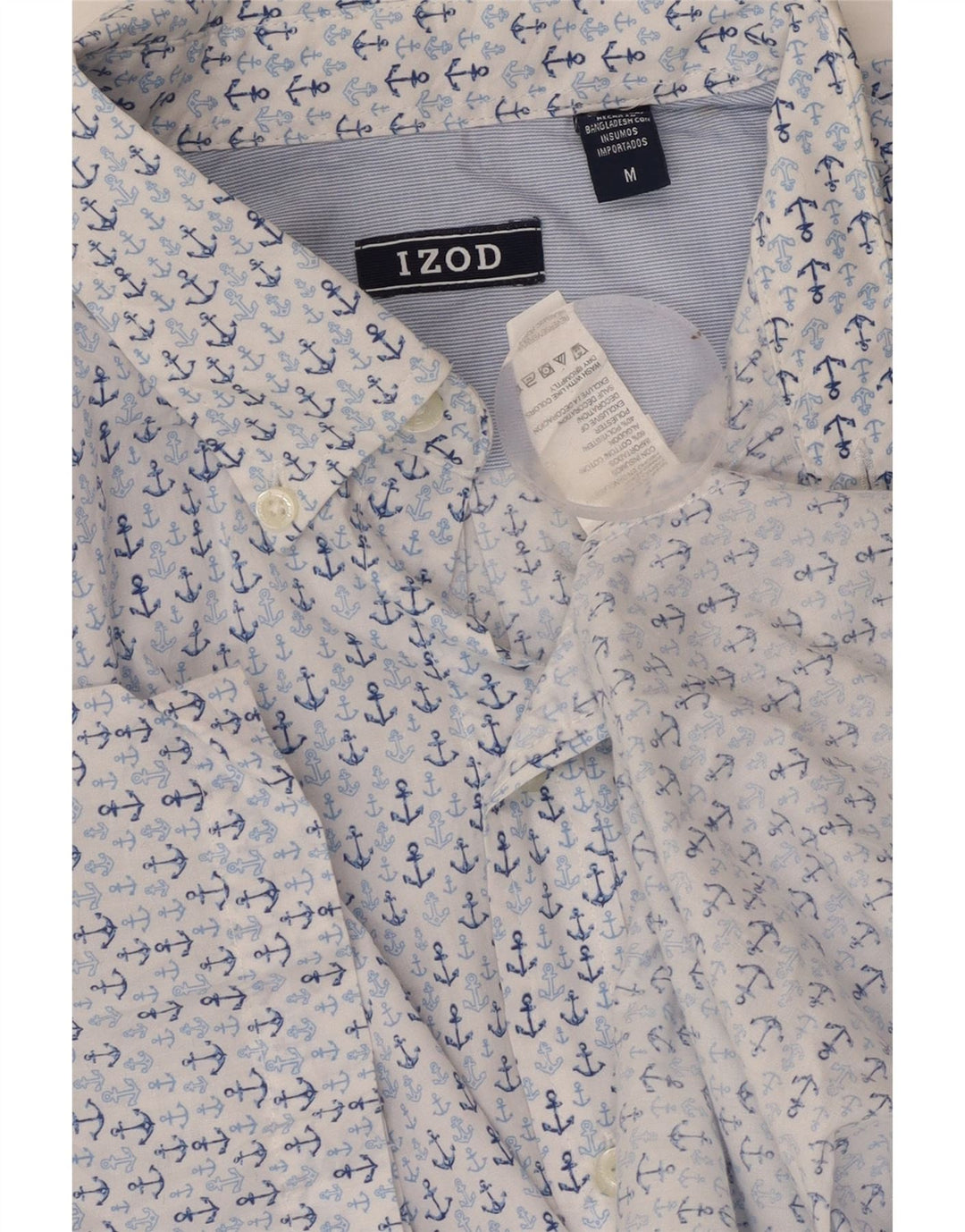 IZOD Мужская рубашка с коротким рукавом, хлопок среднего синего цвета в пятнах
