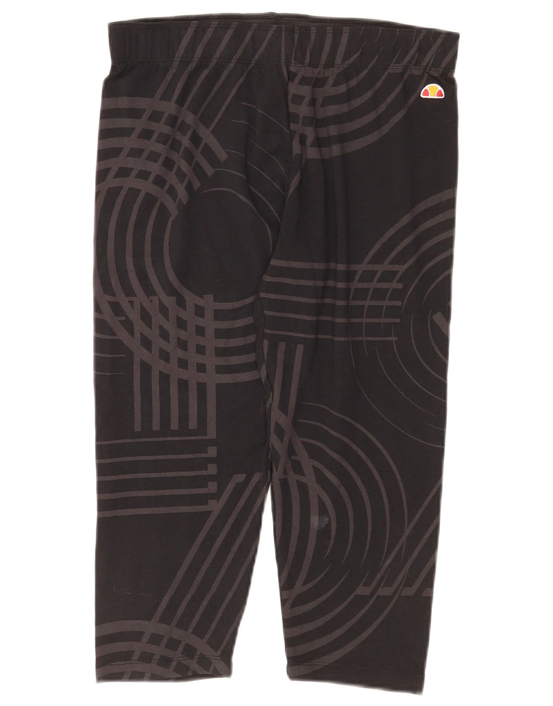 Женские леггинсы-капри Ellesse UK 12, средний черный, хлопок с геометрическим рисунком