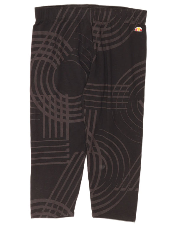 Женские леггинсы-капри Ellesse UK 12, средний черный, хлопок с геометрическим рисунком