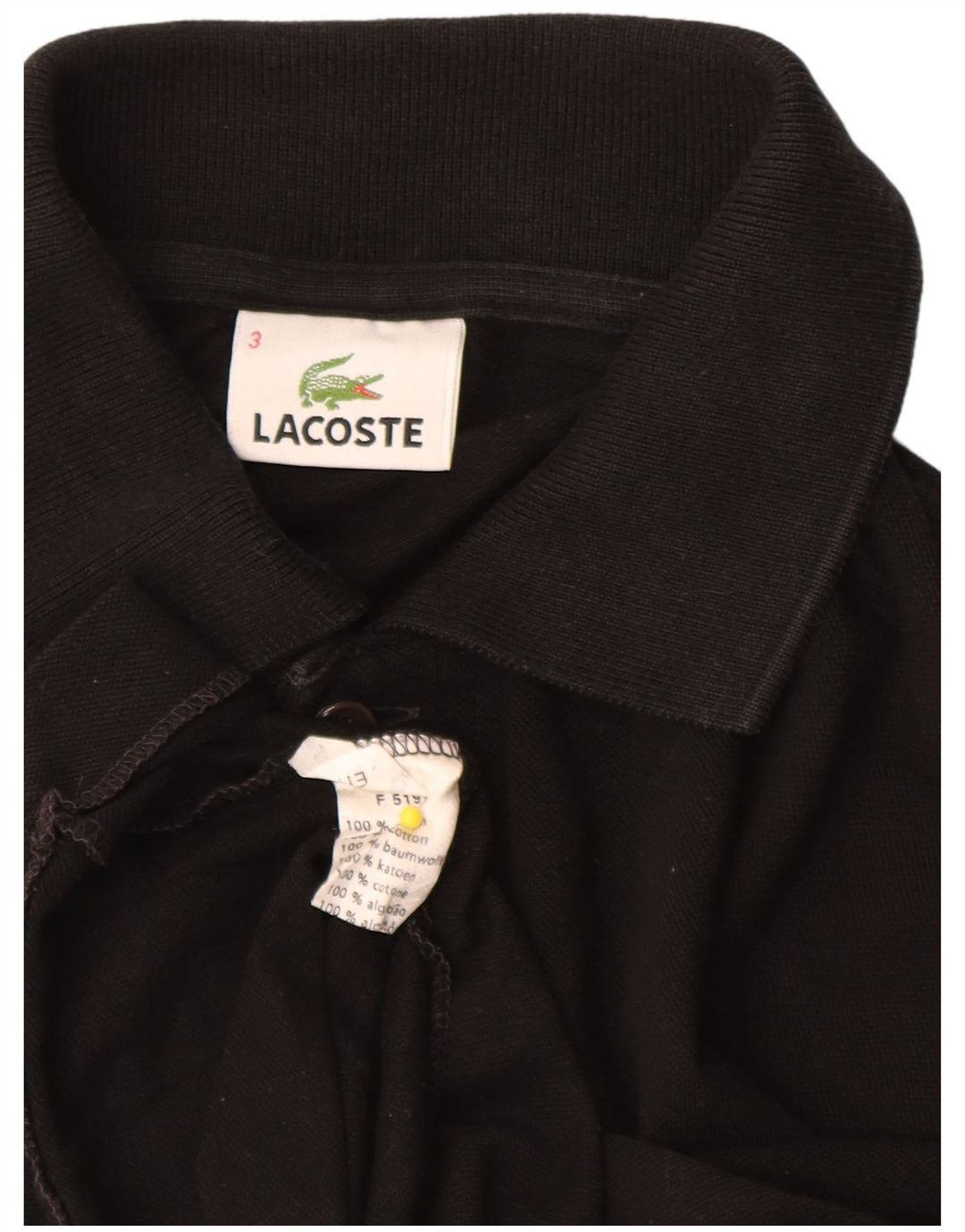 Мужская рубашка-поло Lacoste, размер 3, маленькая, черная, хлопок
