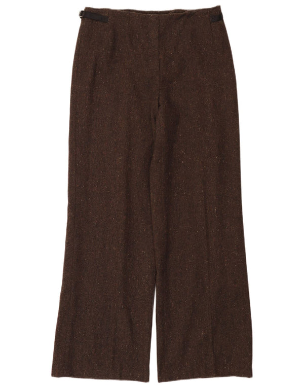 Vintage Womens Wide Leg Casual Trousers EU 38 Medium W30 L30 Brown Flecked