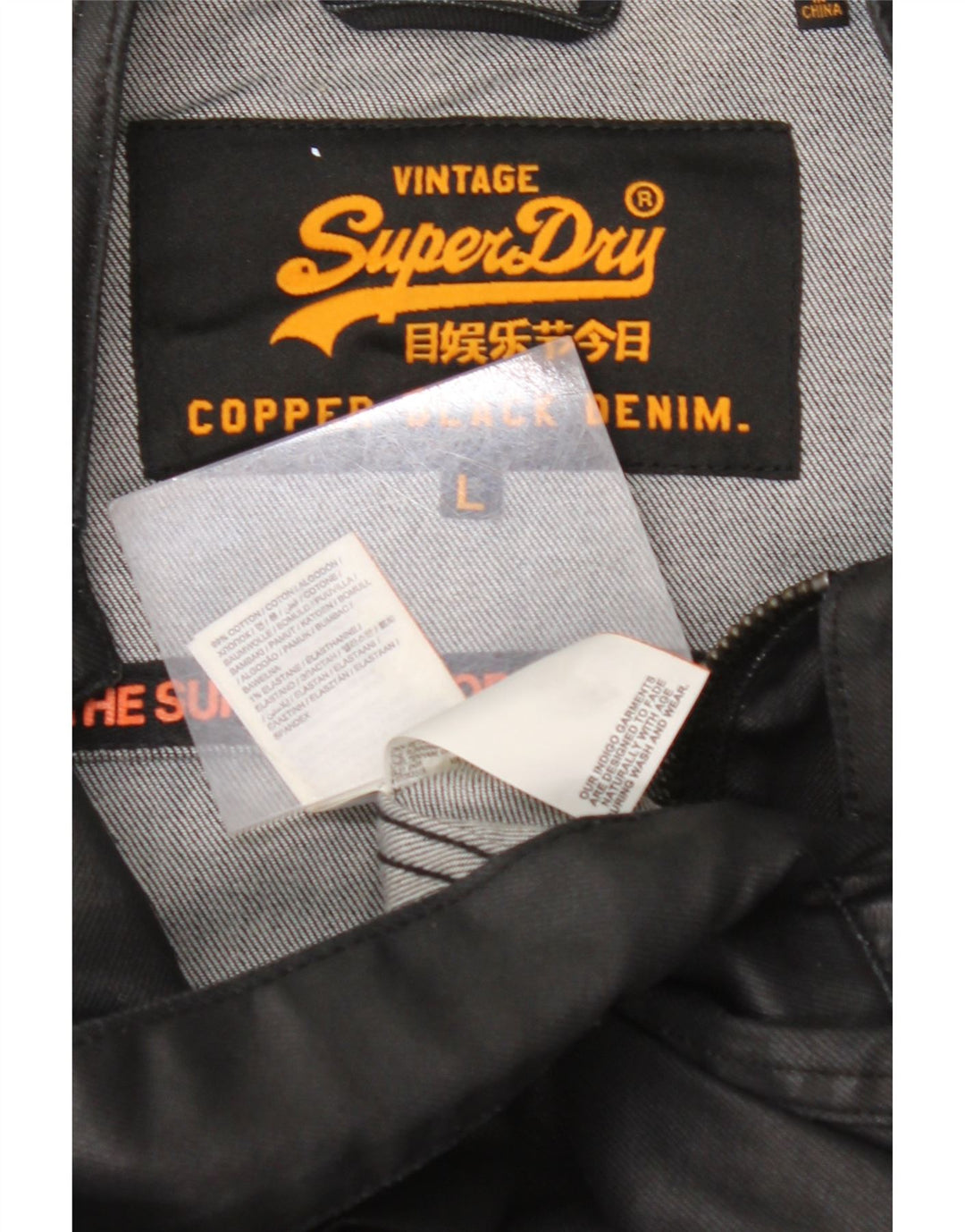 Мужская джинсовая куртка SUPERDRY UK 40, большая черная, хлопок