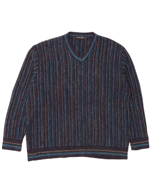 Мужской джемпер с v-образным вырезом NANI BON IT 54 XL темно-синий в полоску акрил